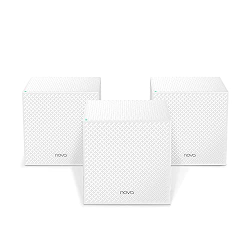 Tenda Nova WiFi Mesh AC2100 MW12 - Sistema Mesh WiFi Tri-Banda para Casas Pisos y Hogares - Cobertura de hasta 500m² - 3x3 Puertos Gigabit &100 Dispositivos - Repetidor WiFi Router- 3 Pack Blanco