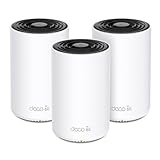 TP-Link Deco XE75 Pro(3-Pack) - WiFi AI Mesh AXE5400, WiFi 6E, 1X Puerto 2.5 Gbps,2X Puerto 1G, Banda 6GHz, Ancho Canal de 160MHz,Cobertura WiFi de 668 m2, Fácil Instalación,hasta 200 Dispositivos