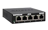 NETGEAR Switch Gigabit de 5 puertos GS305-300PES (diseño sin ventilador, fácil instalación Plug and Play, Capa 2, carcasa metálica resistente, ahorro de energía, conectores RJ45 metálicos)