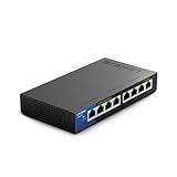 Linksys LGS108-EU - Unmanaged Switch Gigabit de Escritorio para Empresas (8 Puertos, optimización del Rendimiento, Ahorro de energía, Plug and Play), Negro