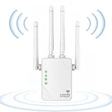 AILKIN Repetidor WiFi, Amplificador WiFi Blanco 1200Mbps Doble Banda 2.4G/5G, Amplificador WiFi, 2 Puertos LAN, 4 Antenas, Extensión WiFi para Casa y Oficina, Repetidor/Router/Ap