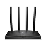 TP-Link Archer C6 - AC1200 Router WIFi, Doble Banda (5GHz/2.4GHz), 5xPuertos Gigabit, 4xAntenas Externas, MU-MIMO, WPA3, Modo Punto de Acceso, Tecnología OneMesh, Color Negro