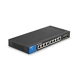 Switch Gigabit Ethernet administrado de Linksys con 8 Puertos y 2 Puertos SFP Gigabit de Enlace Ascendente (LGS310C-EU)