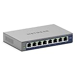 NETGEAR GS108E Switch de 8 Puertos Gigabit Ethernet Plus, gestionable, Montaje de sobremesa o en Pared y protección de por Vida Limitada