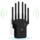 Repetidor WiFi, Amplificador señal WiFi, 6 Antenas para una Mayor Cobertura de señal hasta 11800 Metros Cuadrados, botón WPS, repetidor WiFi Largo Alcance con 2 Puertos Ethernet.