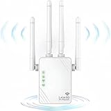 Repetidor WiFi, Extensor WiFi, Amplificador de Señal WiFi 1200Mps, WiFi Booster Doble Banda 5GHz y 2.4GHz, Modo Repetidor/Router/Ap, 4 Antenas, 2 Puertos LAN,para Casa/Oficina