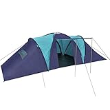 Benkeg Tienda De Campaña para 9 Personas De Tela Azul Oscuro y Azul 590 x 400 x 185 cm, Tienda De Camping Tienda De Fiesta Tienda de Playa