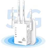 GUVGMY Amplificador Señal WiFi Repetidor 1200Mbps 5 GHz& 2.4GHz Booster Extender con 4 Antenas y Puerto 2 LAN/WAN,Extensor de Red con Ap/Repeater/Router Modos