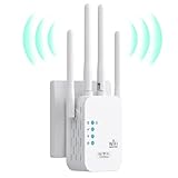 Repetidor Wifi Largo Alcance, Amplificador Señal Wifi 1200Mps 5GHz / 2,4GHz Dual-Band Anti-Jamming, Amplificador Wifi 4 Antenas, 2 Puertos LAN, Adecuado para Oficinas y Hogares, fácil de Configurar