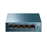 TP-Link LS105G - Switch Ethernet 5 Puertos (10/100/1000Mbps), Switch Gigabit, Switch WiFi, Carcasa metálica, Ultraligero, Disipación de Calor, QoS, Ahorro de Energía, Silencioso, No Gestionado, Azul