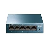 TP-Link LS105G - Switch Ethernet 5 Puertos (10/100/1000Mbps), Switch Gigabit, Switch WiFi, Carcasa metálica, Ultraligero, Disipación de Calor, QoS, Ahorro de Energía, Silencioso, No Gestionado, Azul