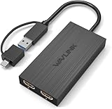 WAVLINK Adaptador USB 3.0 o USB C a HDMI para Dos monitores, Adaptador de vídeo Universal para Mac y Windows, Thunderbolt 3/4, USB 3.0 o USB-C, 1080p@60Hz