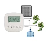 Benkeg Sistema de Riego Automático Dispositivo de Riego Inteligente Sistema de Bomba Dual WiFi/Voz/Control Manual Tiempo de Riego Programable Batería Incorporada Panel Solar/Carga USB Compatible co