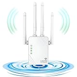 ANDHOT Repetidor WiFi, Extensor WiFi, Amplificador WiFi 1200Mbps 5GHz / 2.4GHz Dual-Band Anti-Jamming, Modo repetidor/Router/Ap, 4 Antenas,2 Puertos LAN,para Uso doméstico,Oficina