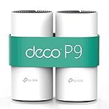 TP-Link Deco P9 (2-Pack) - PLC Wi-Fi Mesh Híbrido con Powerline, adecuado para Paredes Gruesas, Powerline AV1000 + WiFi AC1200, Cobertura de hasta 370 ㎡, 2xPuerto Gigabit, CPU Qualcomm