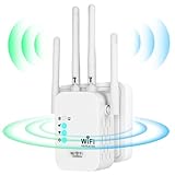 1200Mbps Repetidor WiFi,5G y 2.4G Amplificador Señal WiFi,4 Antenas,LAN/WAN Puerto,Modos Repetidor/Router/Ap,Cobertura de hasta 200 m²,Compatible con Más de 100 Dispositivos,para Hogares,Oficinas