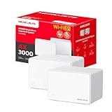 Mercusys Halo H3000X(2-Pack) - Router Sistema WiFi 6 Mesh, AX3000, Doble Banda, Cobertura hasta 420 m², 3X Puerto Gigabit por Unidad, Administración de la Red, Fácil Configuración con App, WPA3