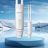 WONLINK 1200Mbps Punto de Acceso WiFi, Amplificador de señal Dual Band 2.4G/5GHz, Repetidor WiFi Exterior, Outdoor WiFi Extender de PoE Soporte pasivo, IP66 Resistente Intemperie, Ideal de Jardín