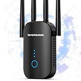 WONLINK Repetidor WiFi, 1200Mps Amplificador Senal WiFi, Extensor WiFi Doble Banda 5G / 2.4GHz, 4 Antenas, Puerto Ethernet, Indicador LED, 3 Modos, Adecuado para Oficina y hogare, Fácil Configuración