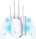 Repetidor WiFi, 1200Mbps Amplificador WiFi Banda Dual 5GHz y 2.4GHz Extensor de WiFi con 4x3dBi Antenas, Puerto WAN/LAN, Repetidor WiFi Largo Alcance Apoyo Modo Repetidores/Router/Ap, Blanco
