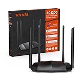 Tenda AC8 - Router WiFi AC1200, Doble Banda (5GHz/2.4GHz), WiFi Router Inalámbrico, Modo Punto de Acceso, 4 * 6dBi Antenas Externas, WAN/LAN Puertos Gigabit, Penetración de Paredes, IPV6, Mu-MiMo